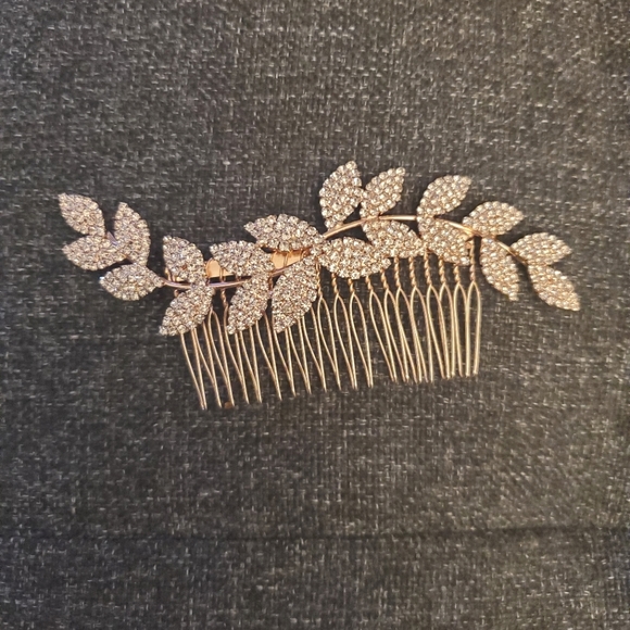 Wedding hair comb. Rose gold, rhinestone - Picture 1 of 2